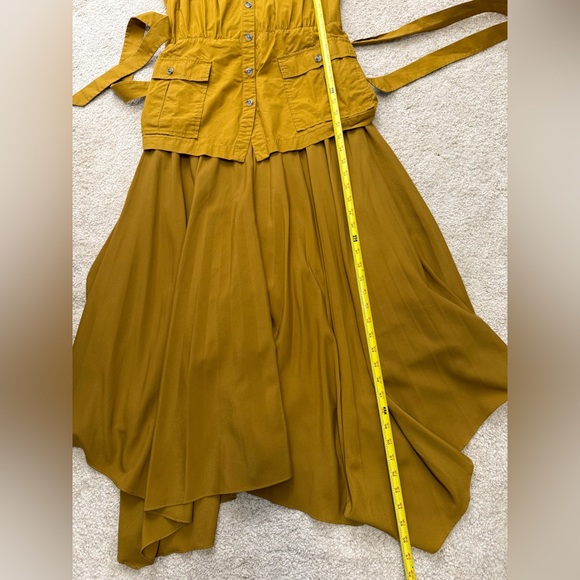 Anthropologie Sleeveless Vested Pleated
Midi Dress XL Utility Pockets Self Belt - Picture 13 of 16
